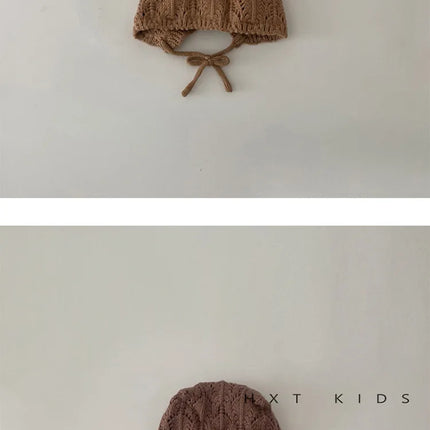 Moda retrò cava bambini cappelli lavorati a maglia fatti a mano all'uncinetto ragazze di fiori genitore-figlio cappello di cotone all'aperto 2024 autunno inverno berretti