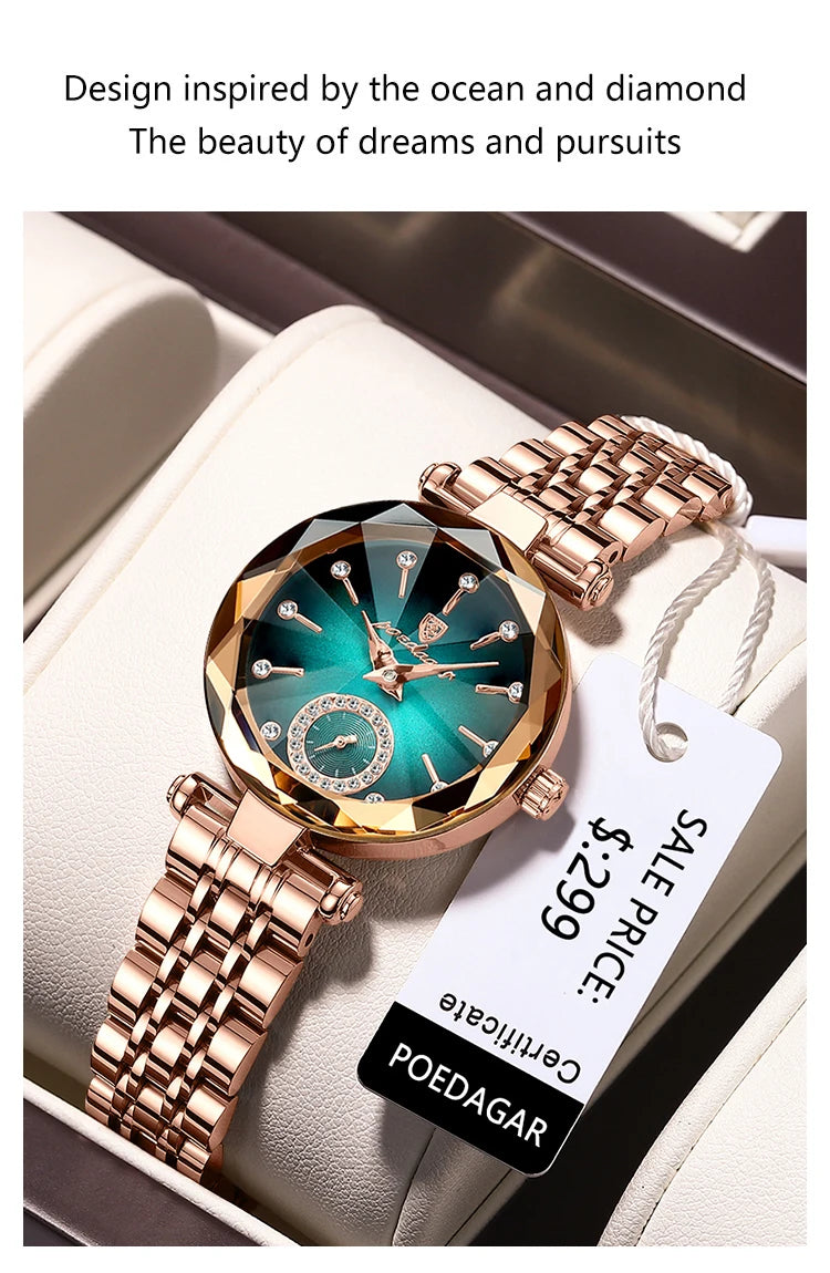 POEDAGAR Orologi al quarzo da donna eleganti di lusso Orologio impermeabile in acciaio inossidabile per donna Orologio da polso da donna alla moda casual reloj platinumshop