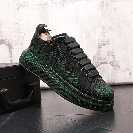 New Style Luxury Men's High Hip-hop Casual Shoes Men Black Fashion Rivets Shoes Italy Fashion Leisure Driving Loafers