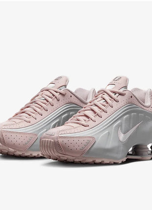 Nike Shox R4 Women's Running Shoes Low-Top Casual Comfort Breathable Wear-Resistant Support White Sail Crimson AR3565-103 PlatiNum