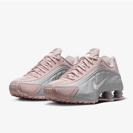Nike Shox R4 Women's Running Shoes Low-Top Casual Comfort Breathable Wear-Resistant Support White Sail Crimson AR3565-103 PlatiNum