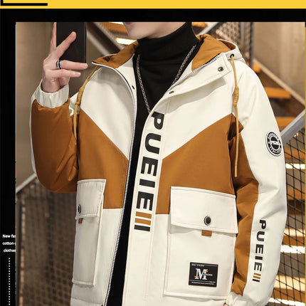 Fashion Men's Hooded Jackets 2026 Spring Autumn Youth High Streetwear Loose Casual Coat Outdoor Zipper Windbreaker Tops Clothing