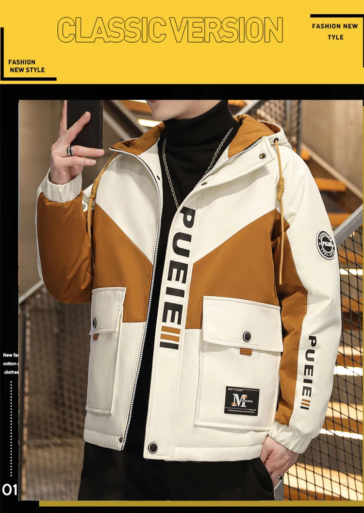 Fashion Men's Hooded Jackets 2026 Spring Autumn Youth High Streetwear Loose Casual Coat Outdoor Zipper Windbreaker Tops Clothing