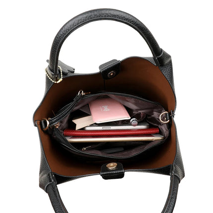 Nuove borse da donna in PU morbido casual alla moda Borse a tracolla femminili di grande capacità in tinta unita Borse tote retrò per lo shopping