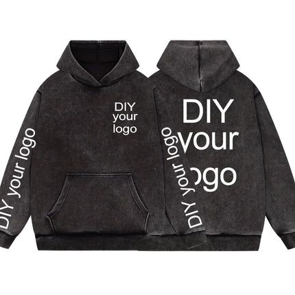 Washed Retro Hoodies 5 Colors 100%Cotton Hoody Customized Personalized Pattern Customization Pullover Team Logo Company Logo