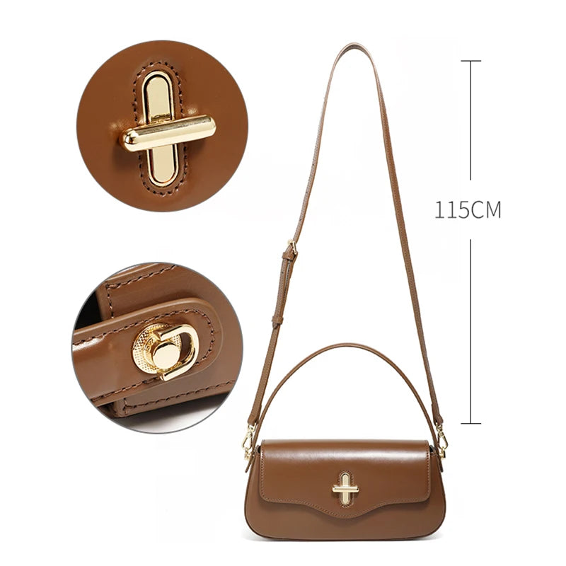 2025 New Genuine Leather Women's Bag Luxury Stick Bag Senior Designer Shoulder Bag Fashion Handbag Commuter