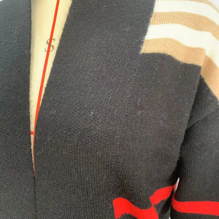 Print Long Cardigan For Women 2025 New Autumn Winter Clothes Knit Loose Outerwear Soft Sweater Coat Streetwear Fashion Cover Up