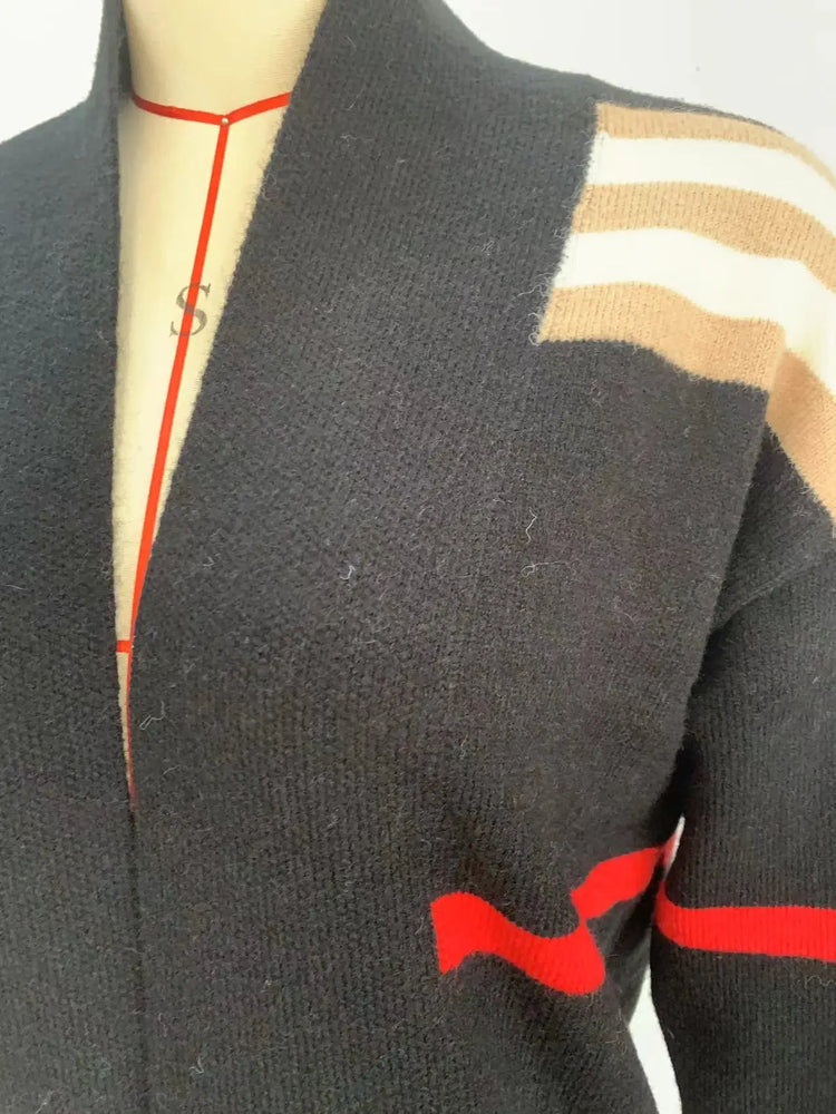 Print Long Cardigan For Women 2025 New Autumn Winter Clothes Knit Loose Outerwear Soft Sweater Coat Streetwear Fashion Cover Up