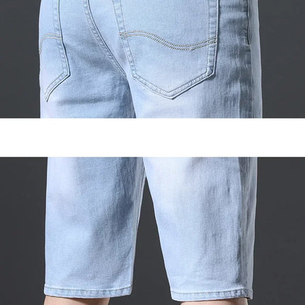 2025 Estate Marca Stretch Sottile Bermuda Masculina Cotone Denim Jeans Jorts Uomo Al Ginocchio Morbido Ropa Hombre Pantaloncini