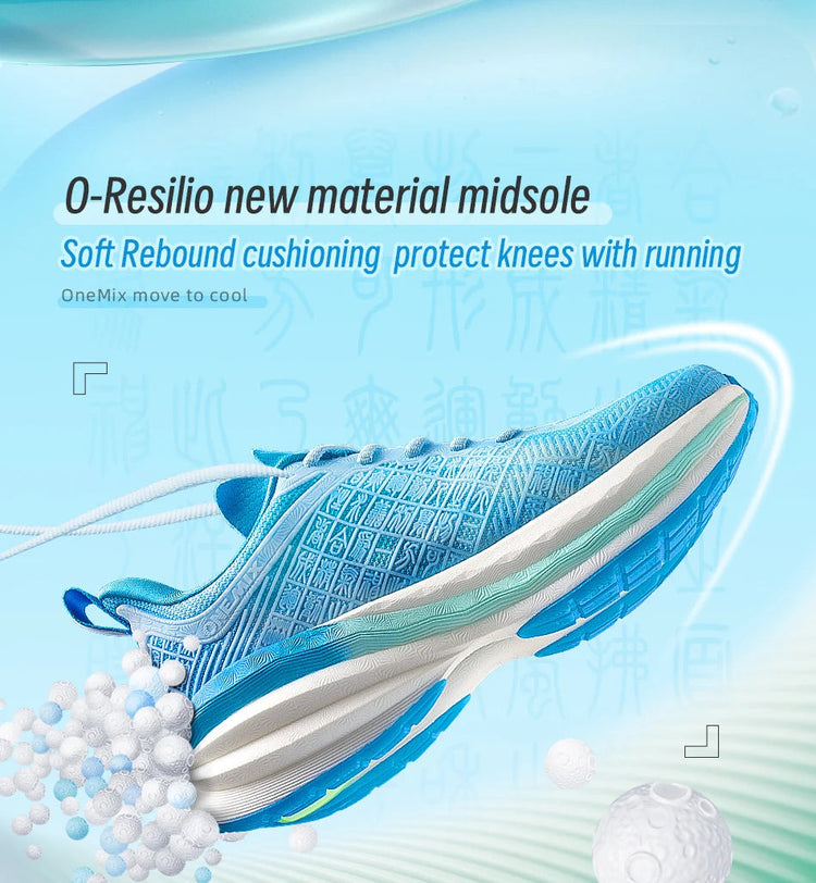 ONEMIX Scarpe da corsa da uomo in stile cinese Traspirante Carattere di moda Vamp Cuscino d'aria Scarpe sportive Scarpe da ginnastica da passeggio all'aperto PlatiNum