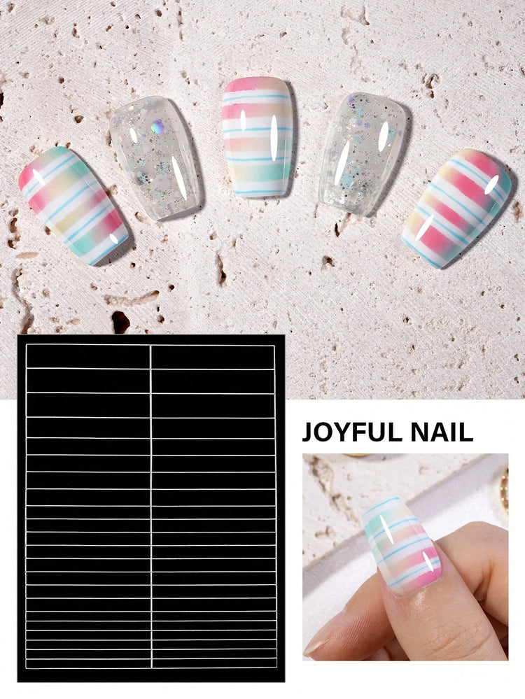 1pc 6 Style Hollow out French Manicure Nail Art Stickers, V-Shaped Strip-Type Simple Design Self-Adhesive Nail Tips Guides Frenc