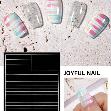 1pc 6 Style Hollow out French Manicure Nail Art Stickers, V-Shaped Strip-Type Simple Design Self-Adhesive Nail Tips Guides Frenc