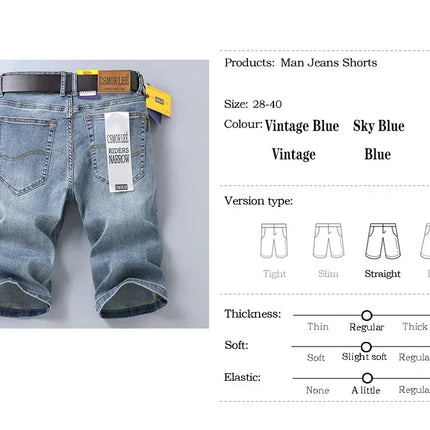 2025 Estate Marca Stretch Sottile Bermuda Masculina Cotone Denim Jeans Jorts Uomo Al Ginocchio Morbido Ropa Hombre Pantaloncini