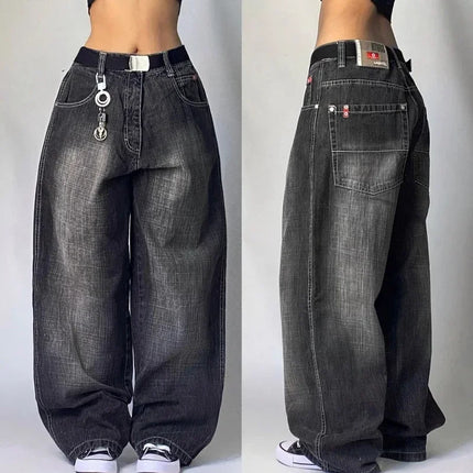 Streetwear New Fashion Jeans larghi con stampa oversize Y2K Harajuku Pantaloni hip-hop vintage pop gotici a vita alta Pantaloni a gamba larga