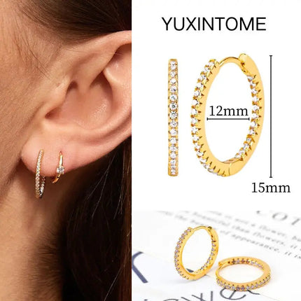 White Color Zircon Hoop Earrings 925 Sterling Silver Needle Cross/Star/Flower/Water Drop Pendant Gold Earrings Luxury Jewelry PlatiNum