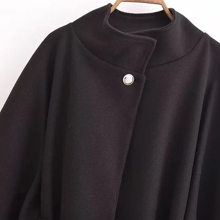 Belt Poncho Capes Women Black Cloaks Winter Coats Woman 2025 Bat Sleeve Cape Coats for Women Fashion Women's Cape Jacket