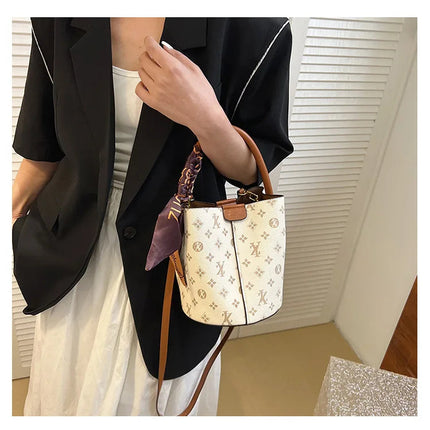 Advanced fashion bag for women 2025 new casual women's bag, large capacity bucket bag, shoulder bag, diagonal cross bag PlatiNum