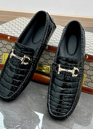 Scarpe Casual da uomo in pelle verniciata di alta qualità scarpe da guida di marca mocassini con motivo a coccodrillo maschile per scarpe basse mocassino da uomo