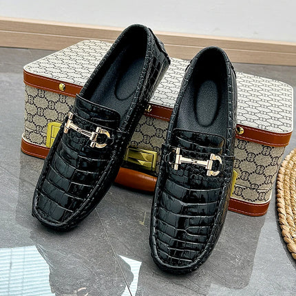 Scarpe Casual da uomo in pelle verniciata di alta qualità scarpe da guida di marca mocassini con motivo a coccodrillo maschile per scarpe basse mocassino da uomo