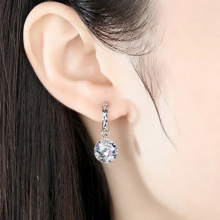Pure925 Silver Earring 2 Carat 8mm Total 4ct Certified Moissanite Earrings Women Wedding Trendy Jewelry Dropship Suppliers PlatiNum