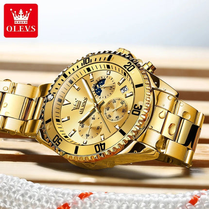 OLEVS Men's Classic Watches with Date Waterproof Luminous Luxury Big Dial Men's Wrist Dress Stainless Steel Men Watch
