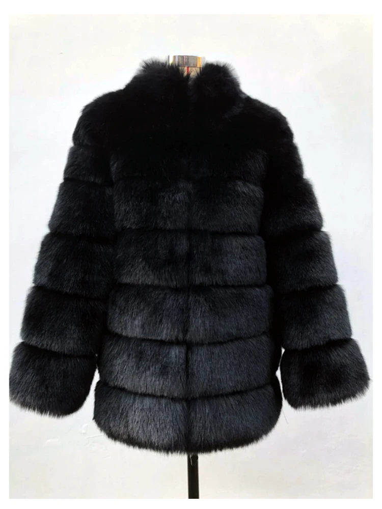 ZADORIN Winter Outerwears Furry Faux Fur Coat Women Stand Collar Long Sleeve Fake Fur Jacket Fur Coats fourrure abrigos mujer