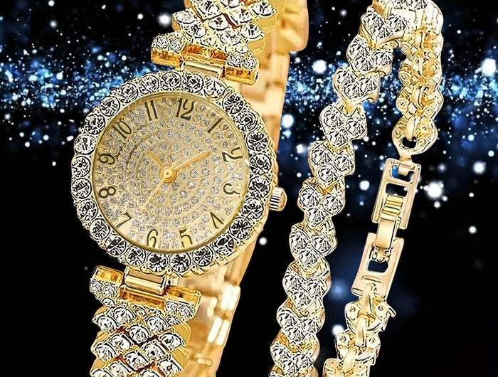 2 pezzi e 1 pezzo elegante orologio in cristallo orologio al quarzo con cinturino in cristallo pieno di lusso semplice alla moda in acciaio inossidabile platinumshop