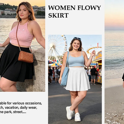 Gonna sportiva da donna Plus Skort, gonna da tennis plissettata con tasche, pantaloncini a vita alta, gonna da golf per allenamento e pickleball