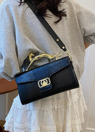 New Ladies Metal Buckle Simple Fashion Shoulder Bag Party Commuting Bag Women Luxury Brand Design PU Leather Bag PlatiNum