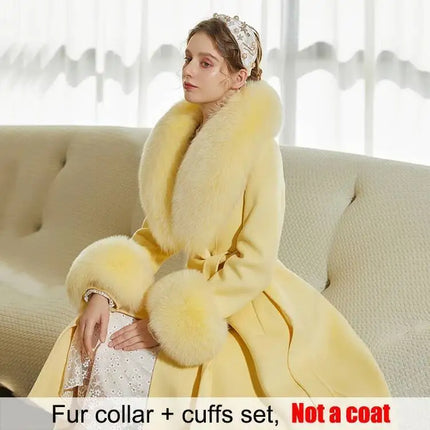 Real Fur Collar And Cuffs Set Winter Coat Accessories Women Fluffy Large Fur Shawl Neak Warm Fox Fur Scarf Furry Scarves Female