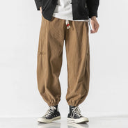 Pantaloni da uomo caldi di vendita autunno stile cinese pantaloni larghi larghi vintage moda uomo pantaloni lanterna con coulisse Harajuku solidi