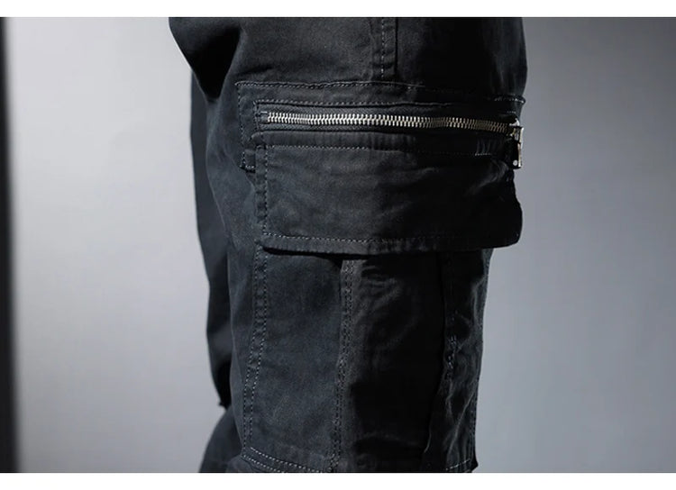 Street Fashion Men Jeans Black Green Loose Fit Big Pocket Casual Cargo Pants Hombre Zipper Designer Hip Hop Joggers Men Overalls