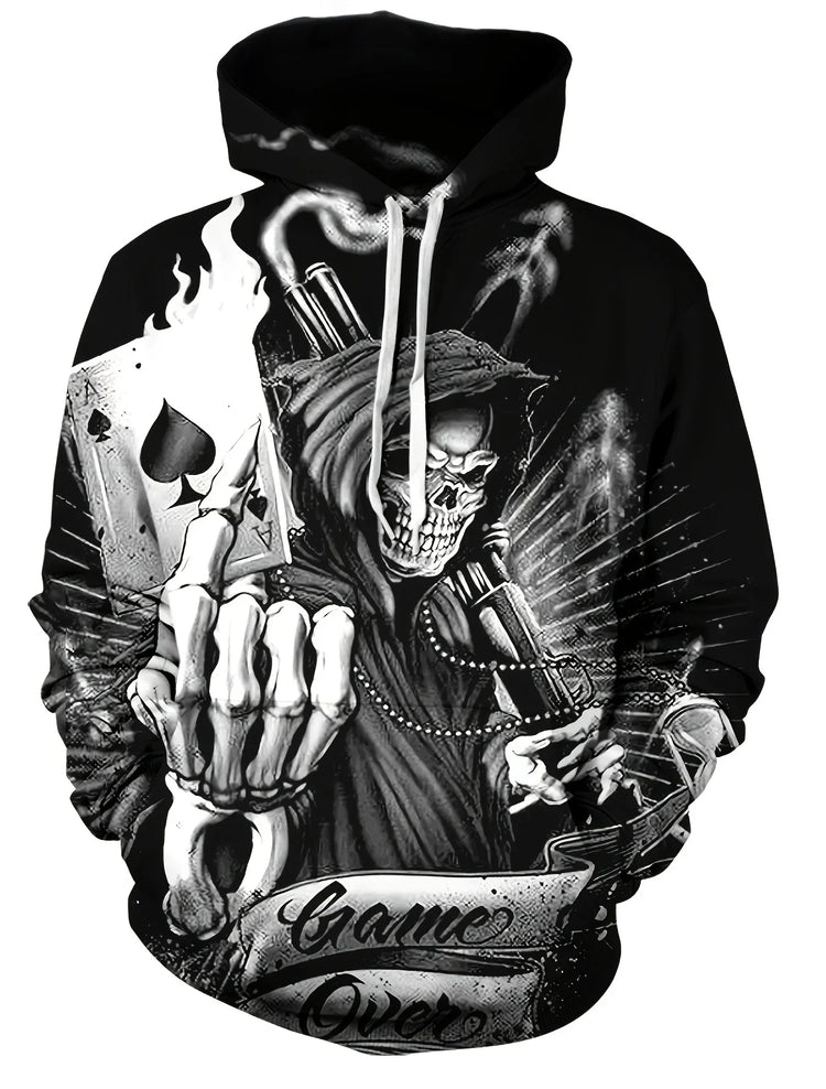 Autumn Skull and Rose 3D Print Hoodies Men Women Fashion Casual Sweatshirts Oversized Hoodie Pullovers Tracksuit Clothing