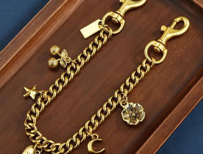 Cherry Blossom Bag Chain Strap Floral Purse Accessory for Women Fashion Crossbody Bag Charm 30cm PlatiNum