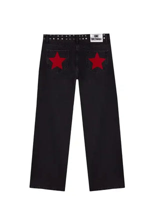 Y2k One Dilemma Pantaloni in denim Stampa leopardata Stella Jeans a gamba larga Streetwear Jeans larghi a vita alta Harajuku Abbigliamento donna gotico