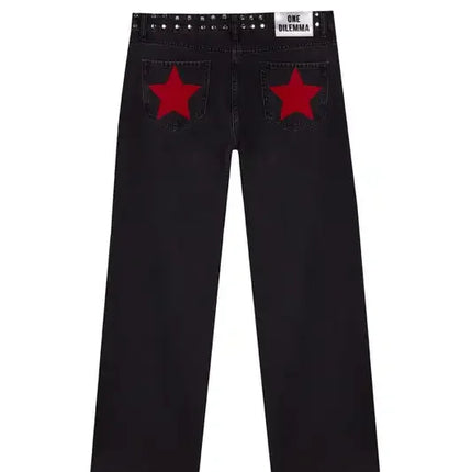 Y2k One Dilemma Pantaloni in denim Stampa leopardata Stella Jeans a gamba larga Streetwear Jeans larghi a vita alta Harajuku Abbigliamento donna gotico