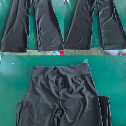 Gym Workout Wide Leg Leggings Women High Waist Tummy Control Loose Yoga Pants Woman Gray Hip Lifting Straight Sports Trousers PlatiNum