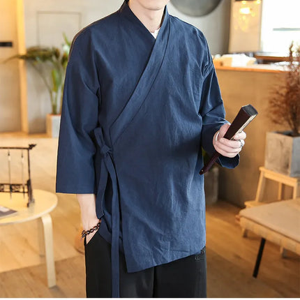 Camicie Kung Fu Stile Cinese, Abbigliamento Tradizionale Tai Chi, Completo Tang in Tinta Unita, Bluse Casual Comode in Cotone per Uomo