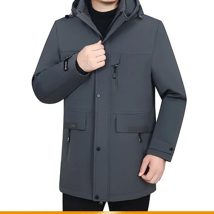 Men's Detachable Liner & Hat Puffer Coats Business Casual Hooded White Duck Down Jackets 2026 Winter Outwear Windproof Top Parka