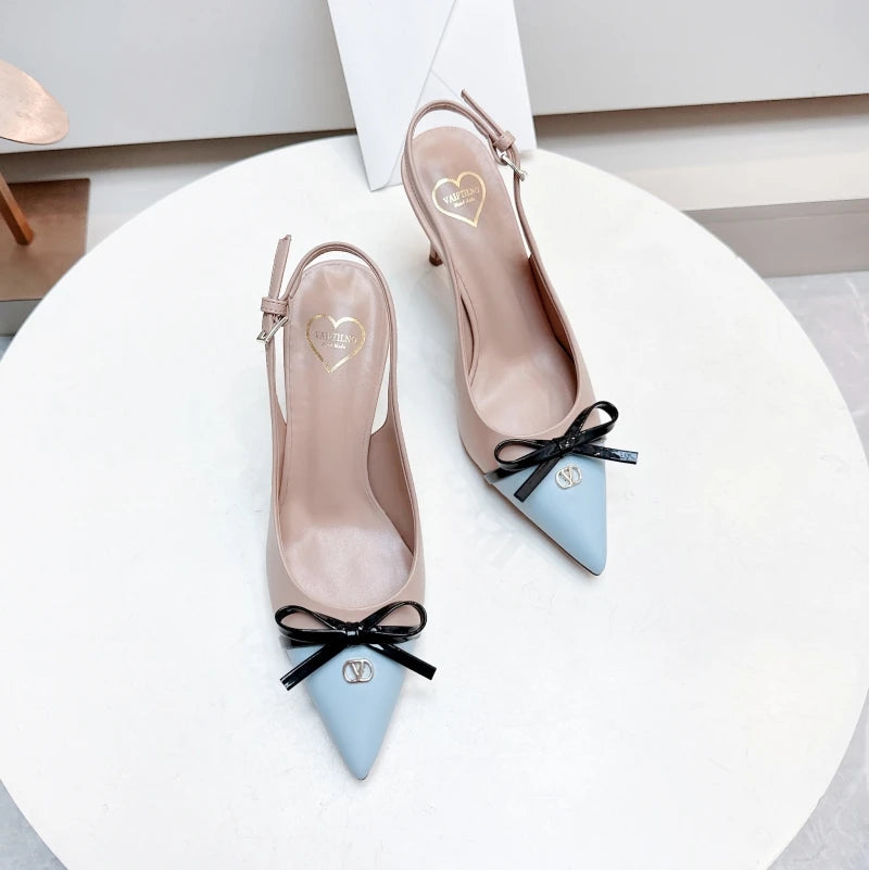 Heels sandals Gladiator summer luxury Brand 2025 bow Women High Heels Pointed toe designer Elegant Slingbacks Party Ladies Shoes