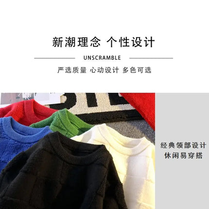 Warm Knit Sweater Autumn Winter Brand Clothing Mens Women Knitting Sweater Loose Fashion Plaid Male Long Sleeve Knitted Pullover