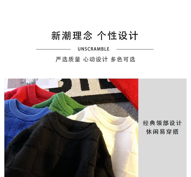 Warm Knit Sweater Autumn Winter Brand Clothing Mens Women Knitting Sweater Loose Fashion Plaid Male Long Sleeve Knitted Pullover