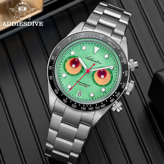 ADDIESDIVE Luxury Men's Watch AD2557 VK64 Quartz Chronograph 40mm Ceramic Bezel BGW9 Luminous 100M Waterproof Fashion Watch