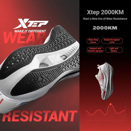 Xtep 2000km 5.0 Running Shoes Soft Universal Sneakers Cushion Durable Jogging Wear-Resistant Lightweight Shoes 874119110023 PlatiNum