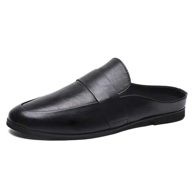 Men's Half Loafers Summer Leather Moccasin Slippers Breathable Mules for Men Outdoor Lightweight Casual Half Shoes 2023