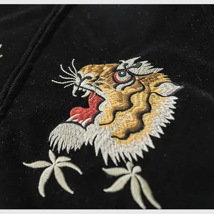 Non Stock Men's Yokosuka Baseball Jacket Dragon Tiger Falcon Embroidered Short Jacket PlatiNum