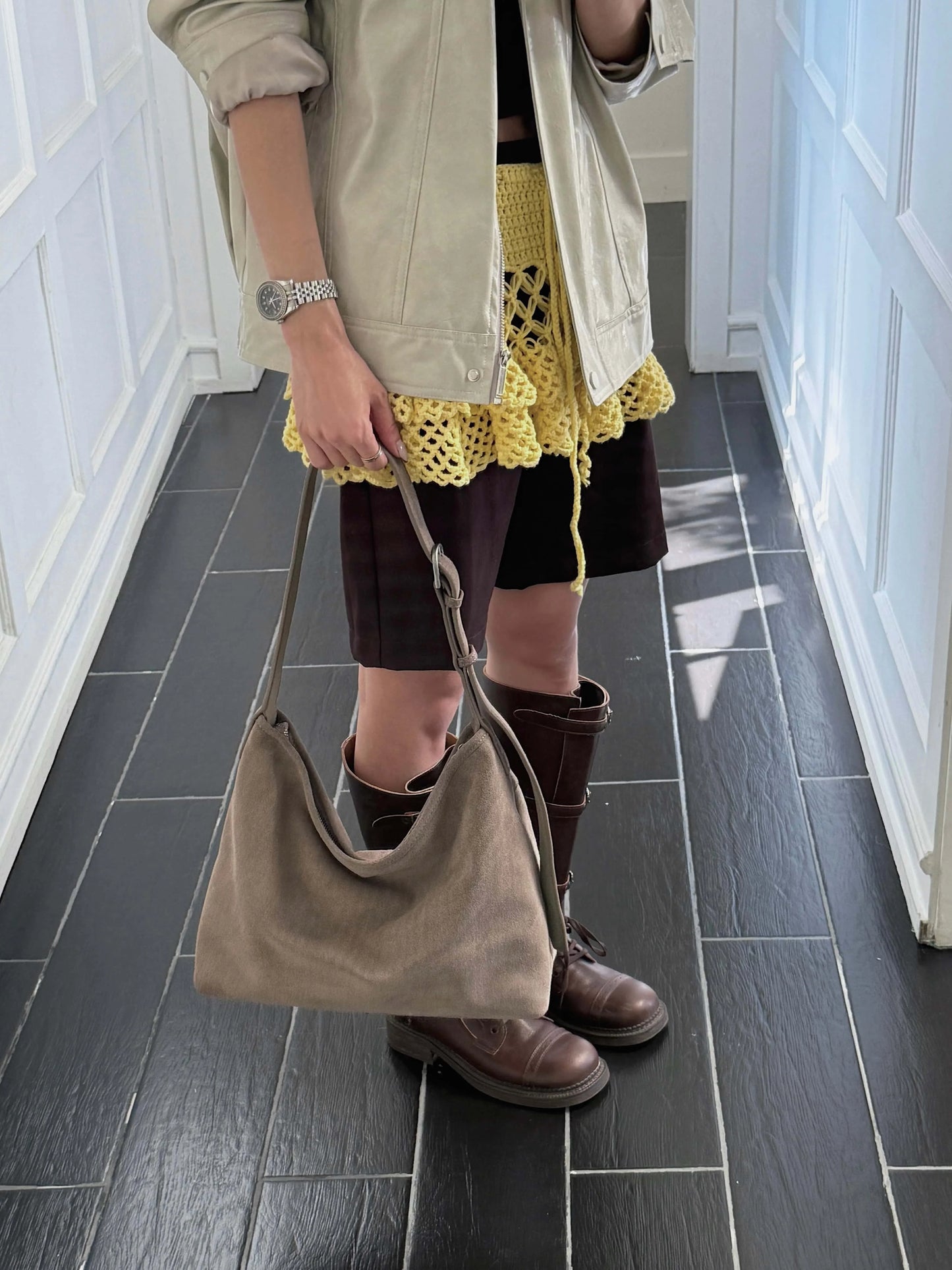 Motingsome Natural Soft Suede Woman Bags Large Capacity Handbag Big Underarm Messenger Bag Shoulder Purse Casual Tote 2025 New