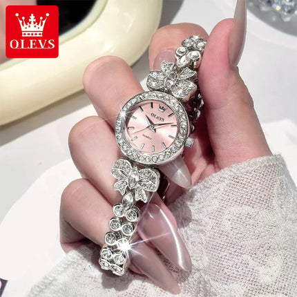 OLEVS 5887 Orologi da donna Elegante orologio al quarzo originale Orologi luminosi impermeabili per regalo donna Cinturino con diamanti Reloj Mujer platinumshop
