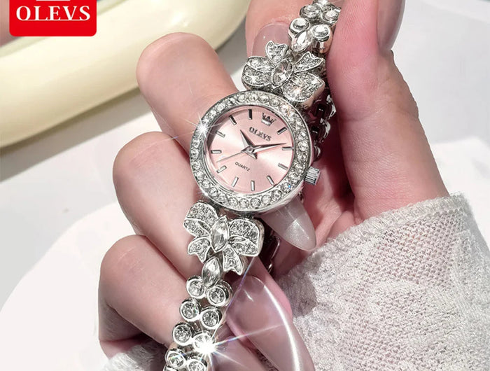 OLEVS 5887 Orologi da donna Elegante orologio al quarzo originale Orologi luminosi impermeabili per regalo donna Cinturino con diamanti Reloj Mujer platinumshop