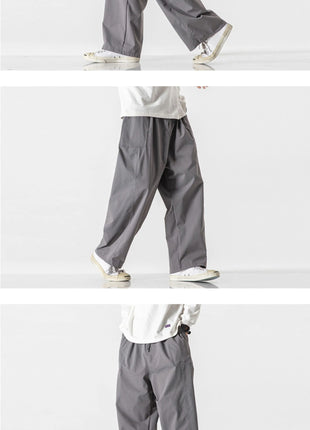 Pantaloni estivi da uomo a gamba larga Pantaloni moda casual solidi leggeri e sottili Harun Pantaloni da jogging larghi da uomo Pantaloni cargo Streetwear Taglie forti 5XL